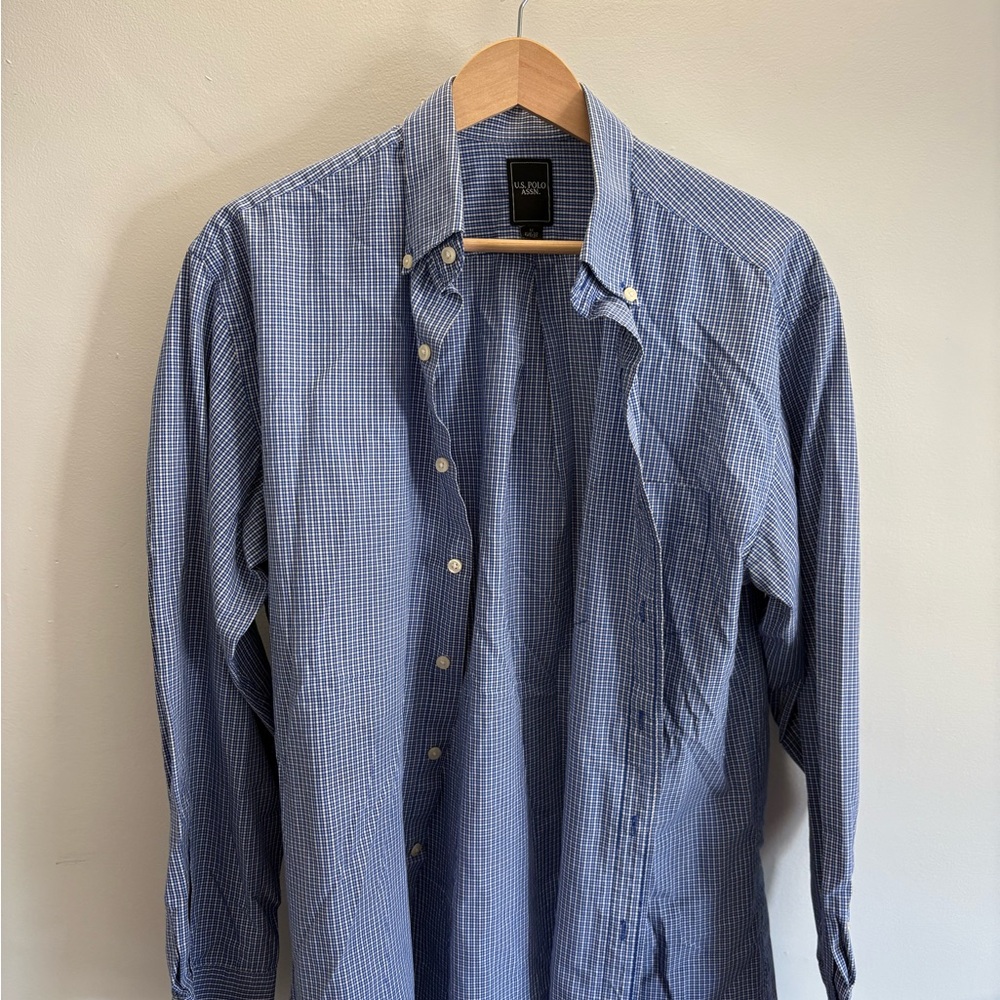 U.S. Polo Assn. Men's Blue Gingham Button Down Shirt
